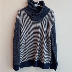 Striped Heather Navy and Gray Collared Sweater
